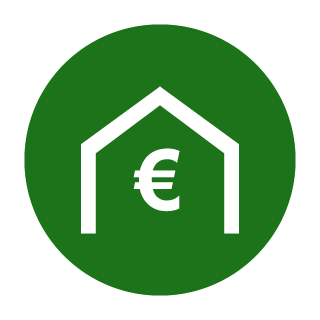 Icon mit Haus und Eurozeichen als Symbol für den erfolgreichen Immobilienverkauf in Pforzheim