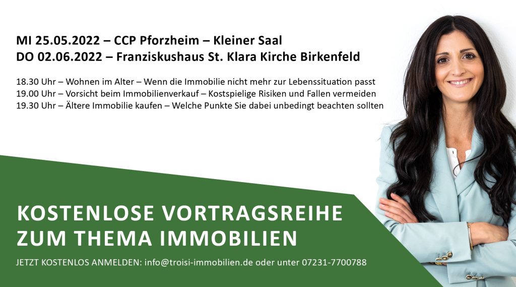 Flyer für Vortragsreihe zum Thema Immobilien in Pforzheim 2022